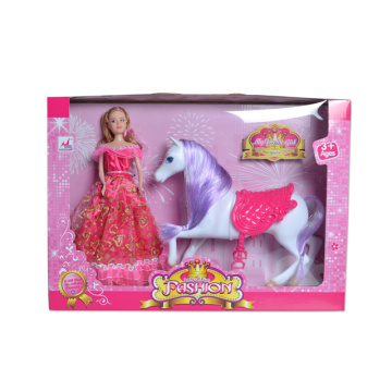 En71 aprobación niños juguete muñeca de moda de plástico con caballo (h1988010)